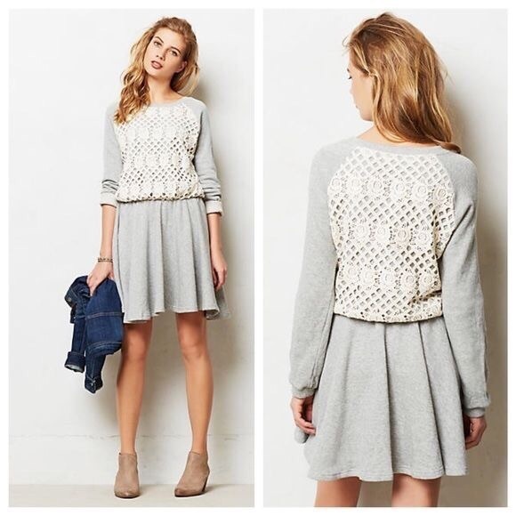 Anthropologie Dresses & Skirts - Anthropologie Lilis Closet Lacey Dress Gray White